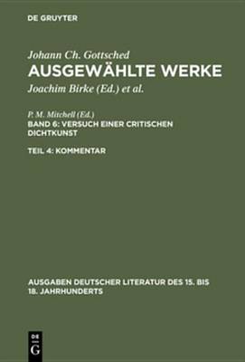 Book cover for Versuch Einer Critischen Dichtkunst. Kommentar