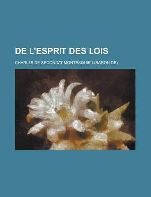 Book cover for de L'Esprit Des Lois