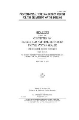 Cover of Proposed fiscal year 2004 budget request for the Department of the Interior