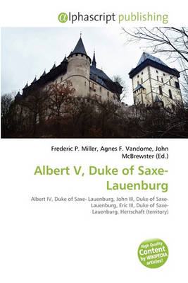 Book cover for Albert V, Duke of Saxe-Lauenburg