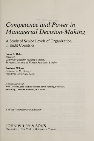 Cover of Competence and Power in Managerial Decision-making