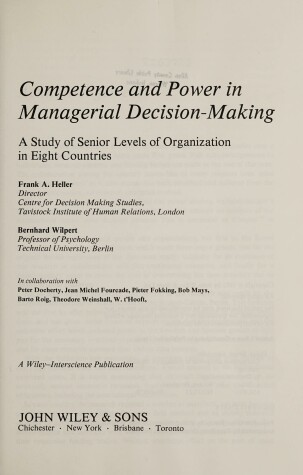 Book cover for Competence and Power in Managerial Decision-making