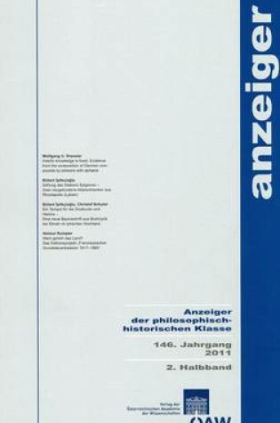 Cover of Anzeiger Der Philosophisch-Historischen Klasse Der Osterreichischen... / Anzeiger Der Philosophisch-Historischen Klasse 146. Jahrgang 2011, 2. Halbband