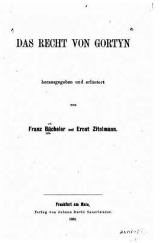 Cover of Das Recht von Gortyn