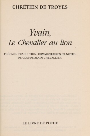 Cover of Yvain, Le Chevalier Au Lion