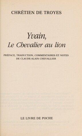 Book cover for Yvain, Le Chevalier Au Lion