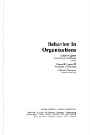 Cover of Behaviour in Organizations