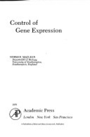 Cover of Control of Gene Expression