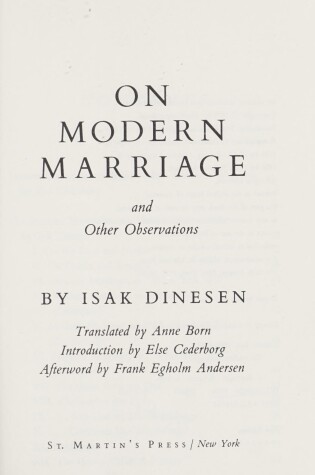 Cover of On Modern Marriage