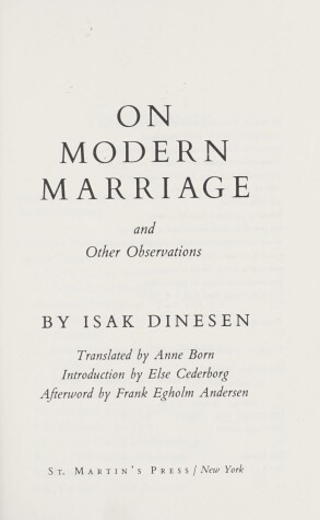 Book cover for On Modern Marriage