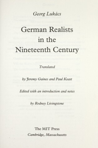 Cover of German Realists in the Nineteenth Century