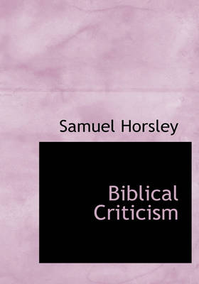 Book cover for Biblical Criticism