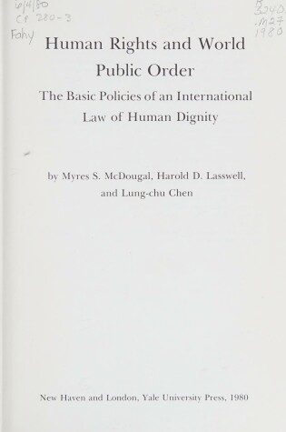 Cover of Human Rights and World Public Order