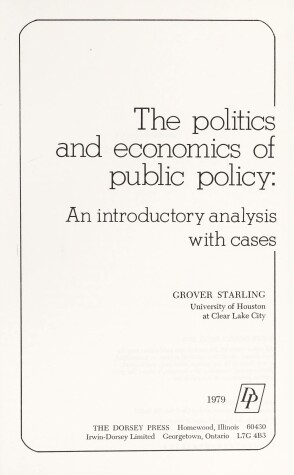 Book cover for Politics and Economics of Public Policy