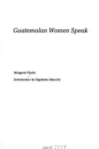 Cover of Guatemalan Women Speak