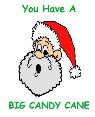 Cover of Funny Christmas Composition Book Santa Claus Surprised Big Candy Cane 130 Pages