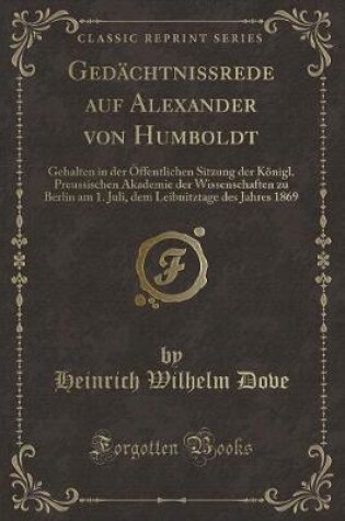 Cover of Gedächtnissrede Auf Alexander Von Humboldt