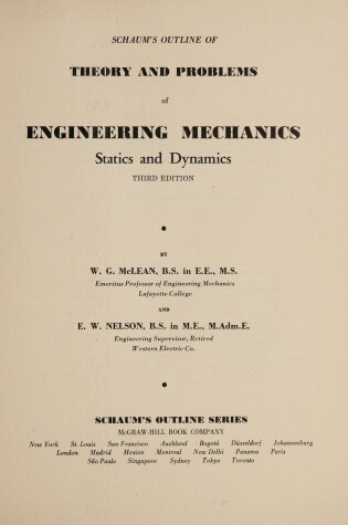 Cover of Schaum's Outline of Theory and Problems of Engineering Mechanics, Statics, and Dynamics