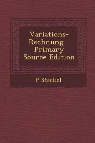 Cover of Variations-Rechnung