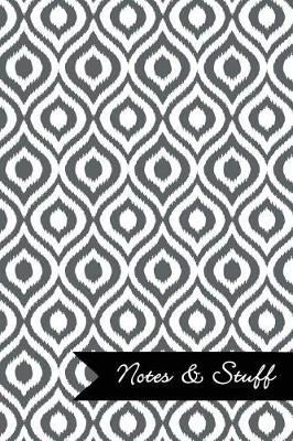 Book cover for Notes & Stuff - Slate Grey Lined Notebook in Ikat Pattern