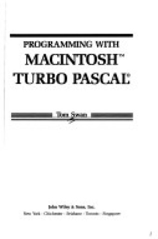 Cover of Programming with Macintosh Turbo PASCAL