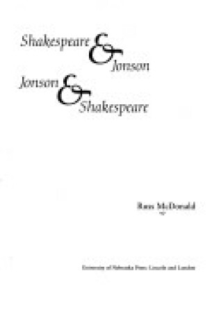 Cover of Shakespeare and Jonson