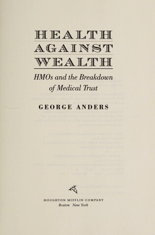 Cover of Health against Wealth