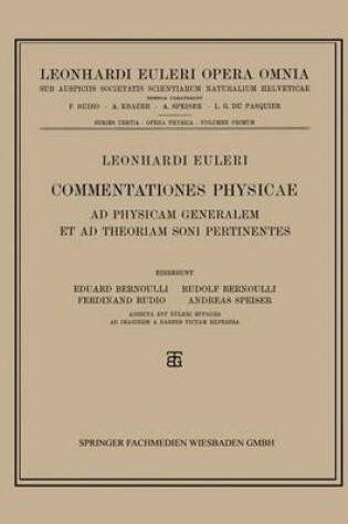 Cover of Commentationes Physicae Ad Physicam Generalem Et Ad Theoriam Soni Pertinentes