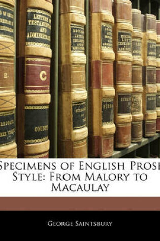 Cover of Specimens of English Prose Style