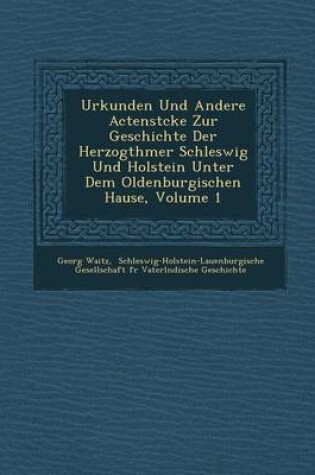 Cover of Urkunden Und Andere Actenst Cke Zur Geschichte Der Herzogth Mer Schleswig Und Holstein Unter Dem Oldenburgischen Hause, Volume 1