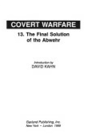 Cover of The Final Solution of the Abwehr