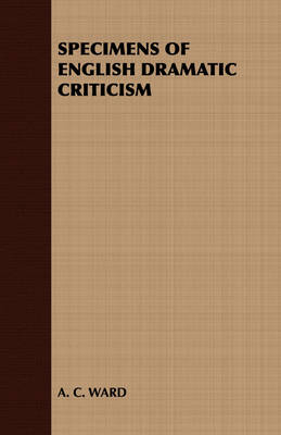 Book cover for Specimens of English Dramatic Criticism