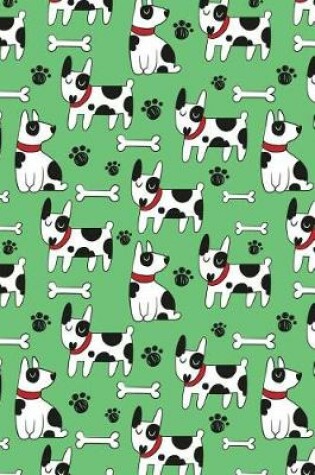 Cover of Journal Notebook Dogs and Bones Pattern On Green