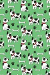 Book cover for Journal Notebook Dogs and Bones Pattern On Green