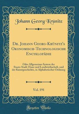 Book cover for Dr. Johann Georg-Krünitz's Okonomisch-Technologische Encyklopädie, Vol. 191