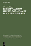 Book cover for Die Septuaginta-Hapaxlegomena Im Buch Jesus Sirach