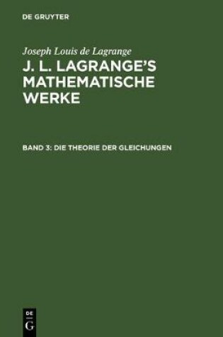 Cover of Die Theorie Der Gleichungen