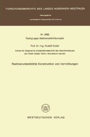 Cover of Rechnerunterstutzte Konstruktion von Vorrichtungen