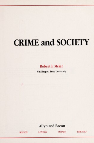 Cover of Crime and Society