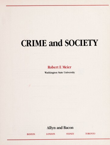 Book cover for Crime and Society