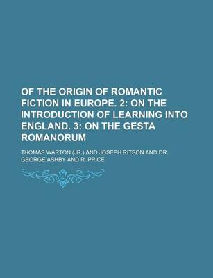 Book cover for Of the Origin of Romantic Fiction in Europe. 2