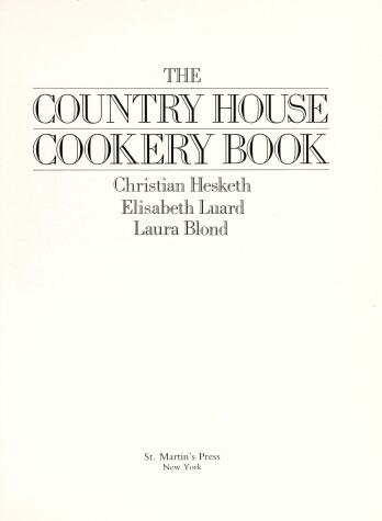 Book cover for The Country House Cookery Book