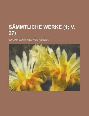 Book cover for Sammtliche Werke (1; V. 27)