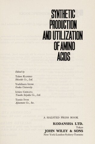 Cover of Synthetic Production and Utilization of Amino Acids