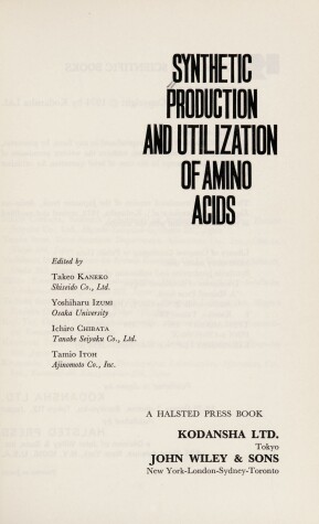 Cover of Synthetic Production and Utilization of Amino Acids