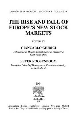 Book cover for The Rise and Fall of Europe's New Stock Markets