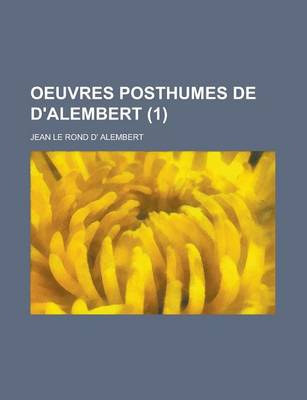 Book cover for Oeuvres Posthumes de D'Alembert (1)