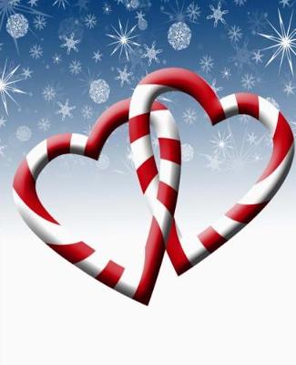 Book cover for Candy Cane Hearts Intertwined Christmas Snowflakes School Comp Books 130 Pages