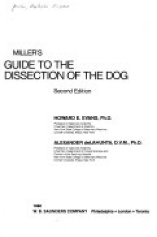 Cover of Miller's Guide to the Dissection of the Dog