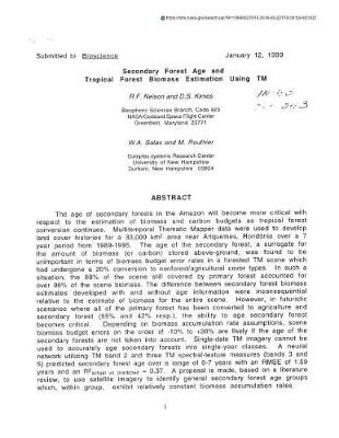 Book cover for Secondary Forest Age and Tropical Forest Biomass Estimation Using TM